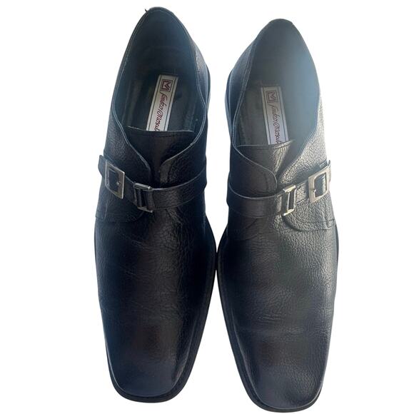 Sandro Moscoloni Leather Single Monk Strap Dress Shoes In Black Size 11 - Picture 3 of 9